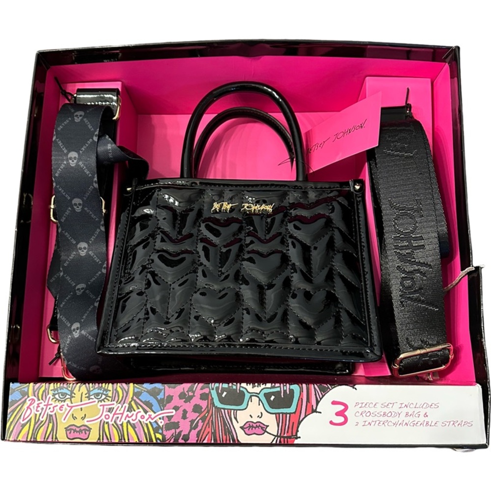 Betsey Johnson Black Mini Bag with Heart Design - Picture 2 of 9